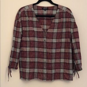 Madewell plaid button up v-neck blouse